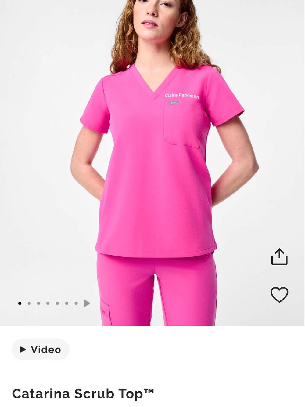 FIGS V-Neck Scrub Top in Rapid Response Pink XXSP
